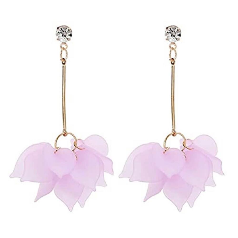 Acrylic Flower Petal Rhinestone Earrings